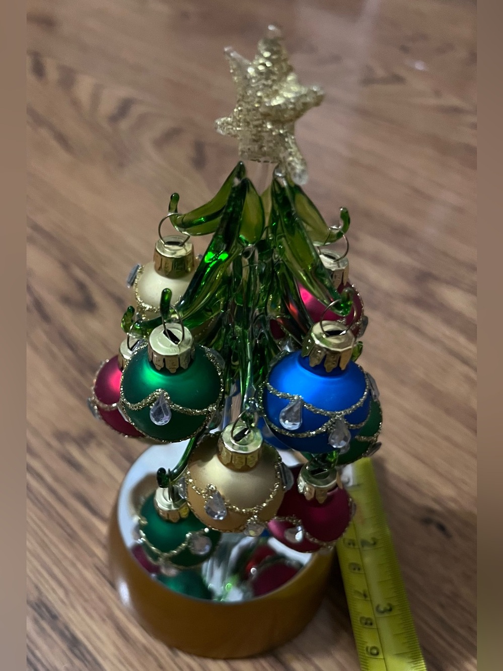 Handcrafted light up Mini Glass Christmas Tree MultiColor Ornaments holidays